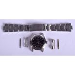 A GOOD ROLEX BLACK DIAL STAINLESS STEEL PRECISION WRIST WATCH. 3.25 cm wide. Serial is 6082