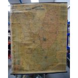 BACONS NEW SURVEY MAP OF NOTTINGHAM DERBY & LEICESTER. 110 cm x 85 cm.