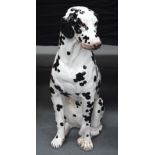 AN EARLY 20TH CENTURY SOUTHERN EUROPEAN POTTERY FIGURE OF A DALMATIAN 75 cm x 26 cm.