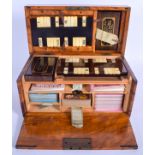 A LOVELY ANTIQUE C G & S LONDON GAMING BOX entitled The Marlborough, containing cards and whist mark