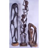 THREE LARGE AFRICAN TRIBAL FIGURES. Largest 75 cm high. (3)