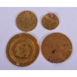 FOUR CONTINENTAL MIDDLE EASTERN GOLD COINS possibly 18th century. 10 grams. (4)