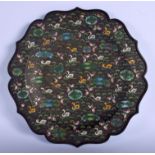 AN EARLY 20TH CENTURY CHINESE ENAMELLED BARBED DISH decorated with ducks swimming amongst lotus. 27