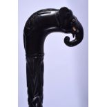 A 19TH CENTURY SRI LANKAN CEYLONESE ELEPHANT WALKING CANE. 90 cm long.