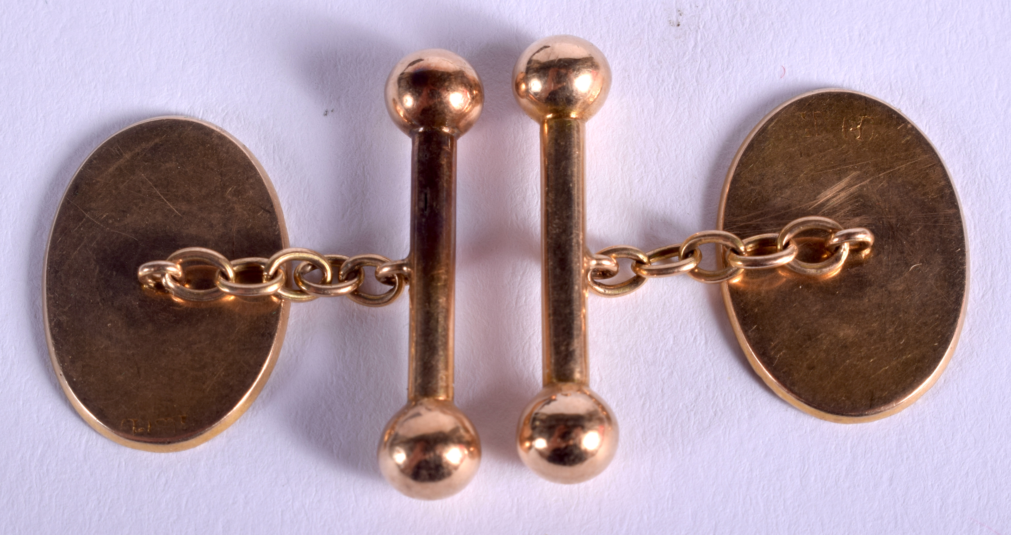 A PAIR OF 19TH CENTURY CHINESE GOLD CUFFLINKS. 4.8 grams. - Image 2 of 2