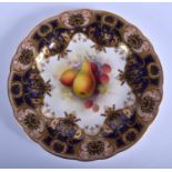 Royal Worcester fine plate painted with pears and raspberries by Albert Shuck, signed, date code for
