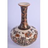 A SMALL LATE 19TH CENTURY JAPANESE MEIJI PERIOD SATSUMA VASE painted with flowers and vines. 9.5 cm
