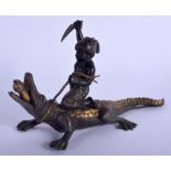 AN UNUSUAL 19TH CENTURY AUSTRIAN COLD PAINTED BRONZE CROCODILE possibly a lighter. 17 cm x 10 cm.