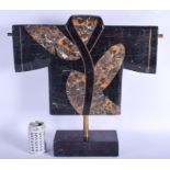 AN UNUSUAL SOUTH EUROPEAN BRASS INLAID SHEET MARBLE SCULPTURE possibly a shop display. 48 cm x 45 cm