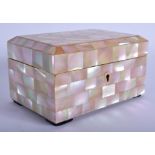 AN ART DECO FRENCH MOTHER OF PEARL CASKET. 13 cm x 8 cm.