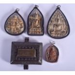 FIVE EARLY 20TH CENTURY SOUTH EAST ASIAN SILVER ICONS. Largest 4 cm x 6 cm. (5)