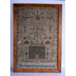 A MID 19TH CENTURY ENGLISH EMBROIDERED SAMPLER by Janet Mason Rhead May 24th 1837, decorated with Ad