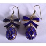 A PAIR OF SILVER GILT ENAMEL AND ENAMEL EASTER EGG EARRINGS. 17 grams.