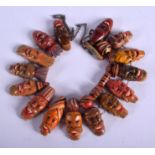 A VERY UNUSUAL VINTAGE PAINTED WOOD TRIBAL NECKLACE possibly South American. 18 cm wide.