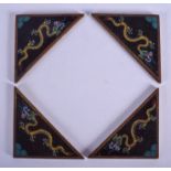 A SET OF FOUR EARLY 20TH CENTURY CHINESE CLOISONNÉ ENAMEL PANELS Late Qing, probably from a blotter.