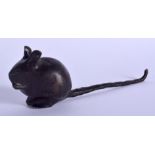 A 1950S EUROPEAN BRONZE FIGURE OF A SEATED MOUSE. 12 cm wide.