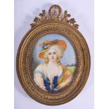 AN EARLY 20TH CENTURY CONTINENTAL PAINTED IVORY MINIATURE depicting a female. Image 6.5 cm x 6.25 cm
