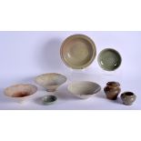 A COLLECTION OF CHINESE SUNG & MING DYNASTY CERAMICS including a celadon bowl etc. Largest 21 cm wid