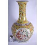 A VERY LARGE EARLY 20TH CENTURY CHINESE FAMILLE ROSE PORCELAIN VASE Guangxu mark and period, painted