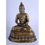 A 19TH CENTURY CHINESE ASIAN TIBETAN BRONZE FIGURE OF A BUDDHA modelled holding a stupa. 21 cm x 11