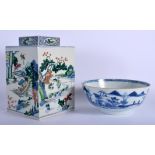 AN EARLY 20TH CENTURY CHINESE FAMILLE VERTE PORCELAIN TEA CANISTER AND COVER Late Qing, together wit