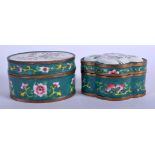 TWO EARLY 20TH CENTURY CHINESE CANTON ENAMEL BOXES AND COVERS Late Qing/Republic. 9 cm x 6 cm. (2)