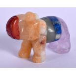 AN UNUSUAL VINTAGE EUROPEAN MULTI HARDSTONE ELEPHANT. 5 cm wide.