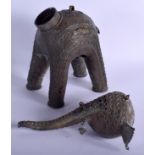 A LARGE AFRICAN BENIN BRONZE FIGURE modelled as an elephant. 34 cm x 16 cm.