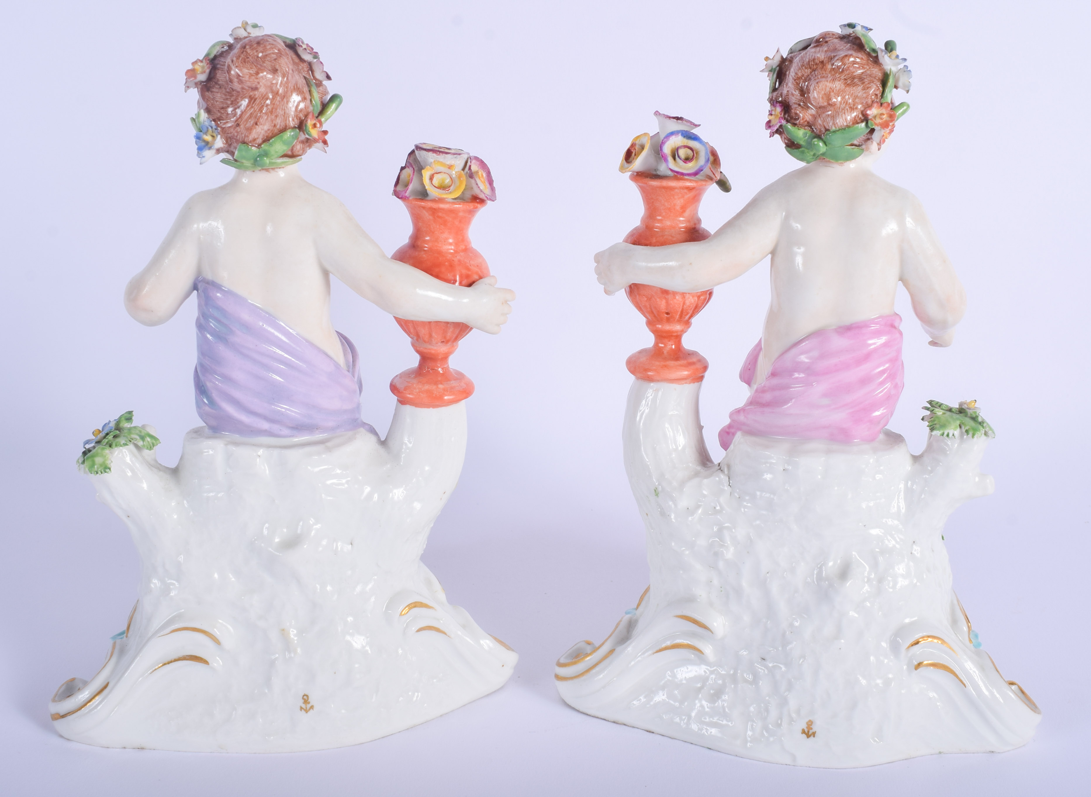 A PAIR OF 19TH CENTURY SAMSONS OF PARIS PORCELAIN FIGURES after 18th century Chelsea Derby originals - Image 2 of 3