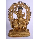 A CHINESE GILT BRONZE FIGURE OF A BUDDHISTIC DEITY 20th Century. 20 cm x 10 cm.