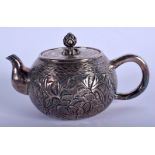 A 19TH CENTURY CHINESE EXPORT SILVER TEAPOT by Wang Hing. 268 grams. 12 cm wide.