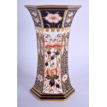 Royal Crown Derby hexagonal vase painted with pattern 6299 date code 1908. 16 cm high