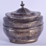 A GEORGE III STYLE SILVER TEA CADDY. 156 grams. 9 cm wide.