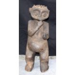 AFRICAN TRIBAL MAMBILLA CAT HEAD FIGURE. Ivory Coast. 46cm x 15cm