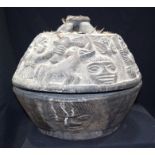 AFRICAN TRIBAL YORUBA OPON IFA DIVINATION POT. Nigeria. 36cm x 27cm