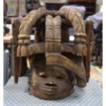 AFRICAN TRIBAL YORUBA GELEDE MASK. Nigeria. 36cm x 38cm