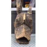 AFRICAN TRIBAL BAMANA NTOMO MASK. Mali. 47cm x 12cm