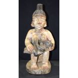 AFRICAN TRIBAL YORUBA MATERNITY FIGURE. Nigeria. 44cm x 21cm