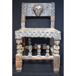 AFRICAN TRIBAL CHOKWE CHAIR. DR Congo. 63 cm x 38cm x 38cm