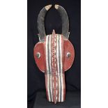 AFRICAN TRIBAL BAULE GOLI GLIN HELMET MASK. 75cm x 33cm