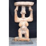 AFRICAN TRIBAL YORUBA STOOL. Nigeria. 58cm x 27cm