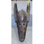 AFRICAN TRIBAL BAMANA KORE MASK. Mali. 47cm x 21cm