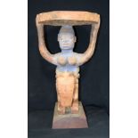 AFRICAN TRIBAL YORUBA STOOL. Nigeria. 45cm x 28cm