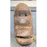 AFRICAN TRIBAL DAN MASK WITH HINGED JAW. Ivory Coast. 23cm x 12cm