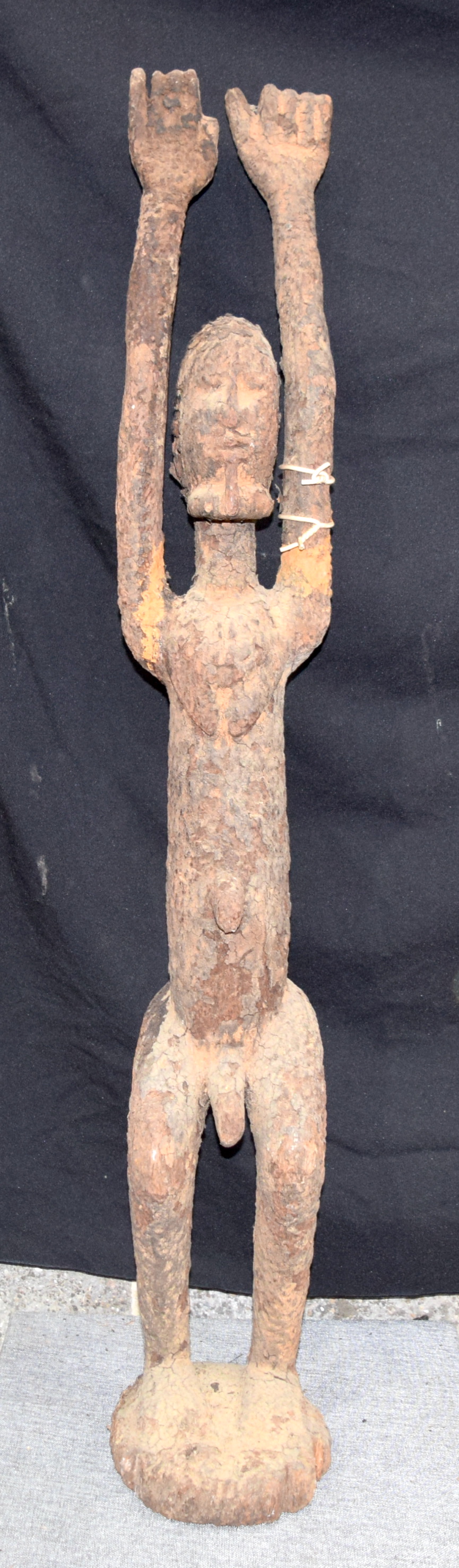 AFRICAN TRIBAL DOGON FIGURE. Mali. Covered in libations. 111cm x 20cm