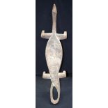 AFRICAN TRIBAL YORUBA CROCODILE. Nigeria. 9cm x 74cm