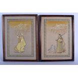 A PAIR OF EARLY 20TH CENTURY INDIAN PAINTED WATERCOLOURS. Image 27 cm x 20 cm.