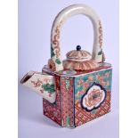 AN 18TH CENTURY JAPANESE EDO PERIOD SATSUMA TEAPOT AND COVER painted with flowers and scrolling. 13