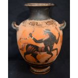 A Roman style Terracotta twin handled vase. 32cm