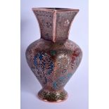 AN EARLY 20TH CENTURY JAPANESE MEIJI PERIOD MIXED METAL VASE enamelled with foliage. 15 cm high.